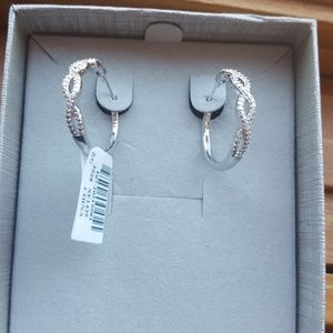 Zales diamond accent hoop earrings NWT
